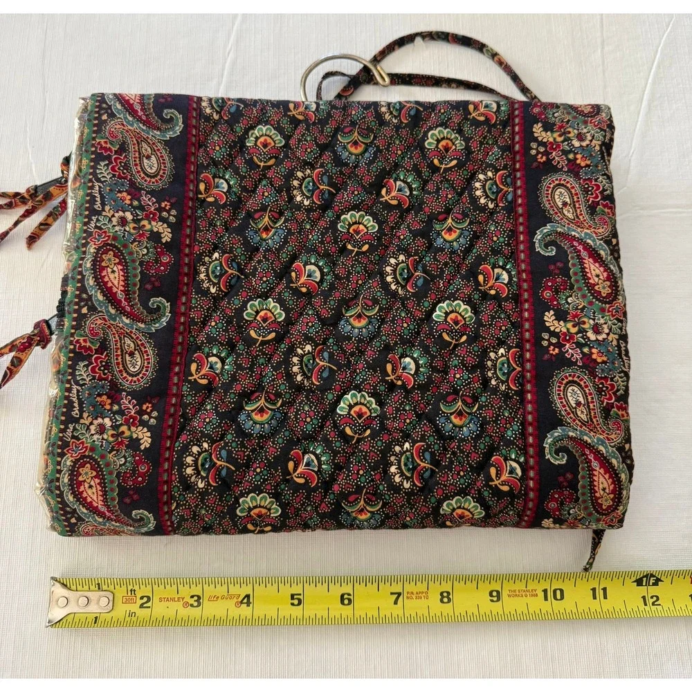 Vera Bradley Vintage Quilted Paisley Hanging Travel Organizer Collette Black